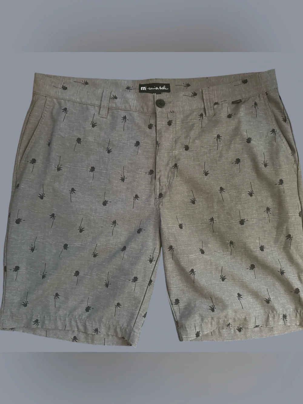 TravisMathew Palm Tree Print Golf Shorts Gray Men’s Size 40 Stretch Performance
